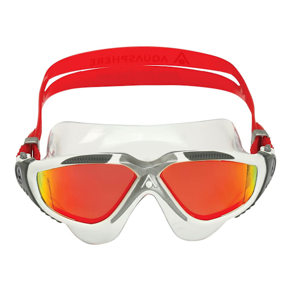 Aquasphere Vista spegelglasögon för simning, unisex, vuxen, en storlek White/Silver/Red One Size