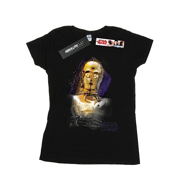 Star Wars Dam/Kvinnor The Last Jedi C-3PO Borstad Bomull T-Sh Black XL