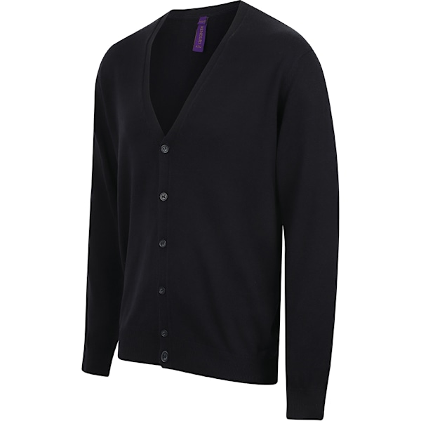 Henbury Herr V-hals Knapp Fin Stickad Cardigan L Marinblå Navy L