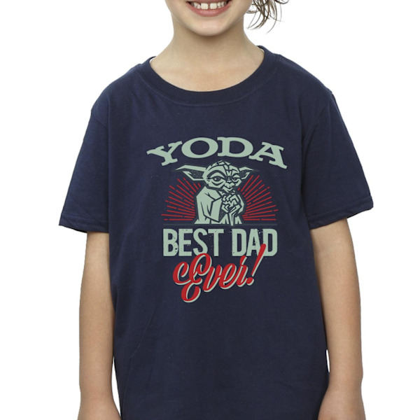Star Wars Girls Mandalorian Yoda Dad Bomull T-shirt 7-8 år N Navy Blue 7-8 Years