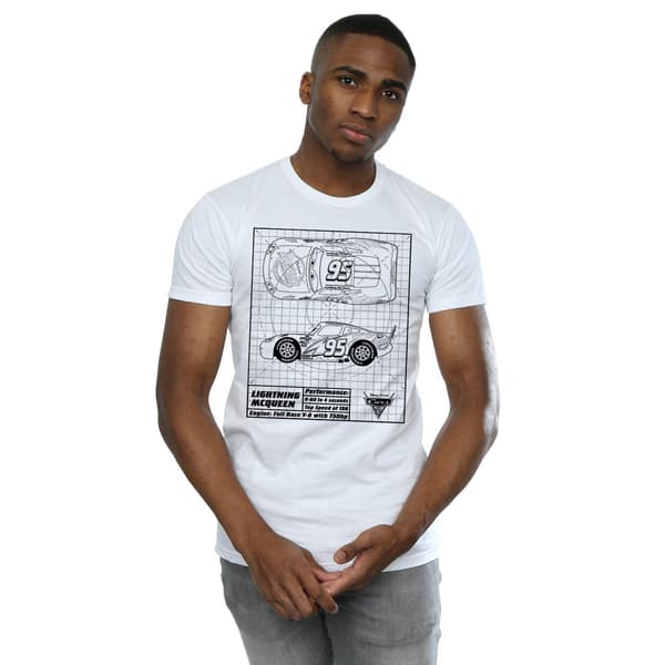 Bilar Herr Lightning McQueen Ritning Bomulls T-Shirt S Vit White S