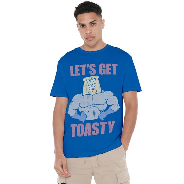 Ren & Stimpy Herr Let´s Get Toasty T-Shirt L Kungsblå Royal Blue L