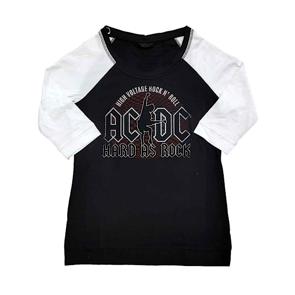 AC/DC Dam/Kvinnor Hard As Rock Raglan T-Shirt 3XL Svart/Vit Black/White 3XL