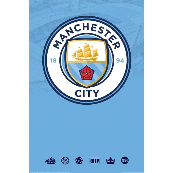 Manchester City FC Crest Poster 91,5 cm x 61 cm x 0,12 cm Blå Blue 91.5cm x 61cm x 0.12cm