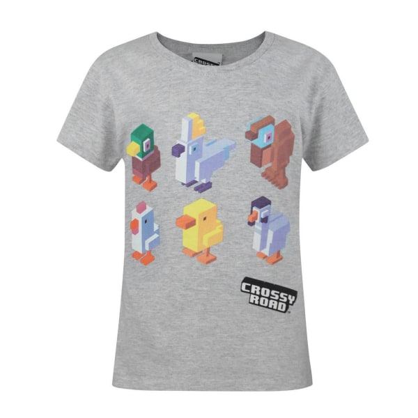 Crossy Road T-shirt för barn för flickor 9-10 år grå Grey 9-10 Years