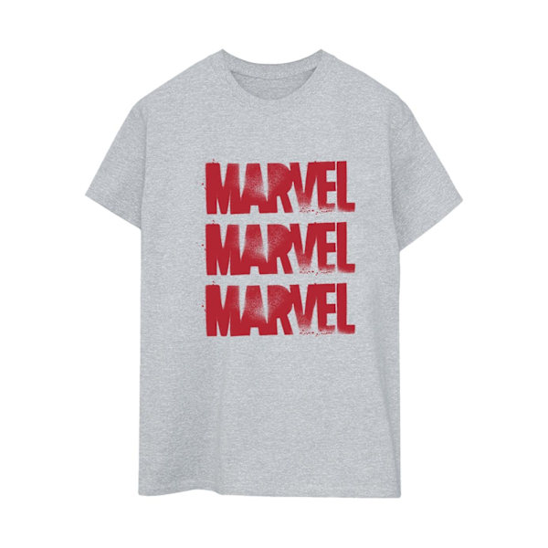 Marvel Womens/Ladies Röd Spray Logos Bomull Boyfriend T-Shirt 3 Sports Grey 3XL