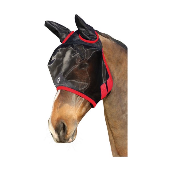 Hy BHB Equestrian Mesh Half Mask With Ears X Full Black/Red Black/Red X Full