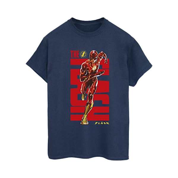 DC Comics Dam/Kvinnor The Flash Dash Bomull Boyfriend T-Shirt Navy Blue 5XL