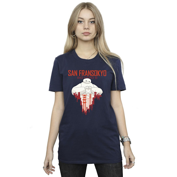 Disney Dam/Kvinnor Big Hero 6 Baymax San Fransokyo Hjärta Bomull Navy Blue L