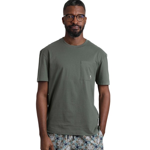 Weird Fish Keaton T-shirt för män i ekologisk bomull med ficka M Army Gre Army Green M