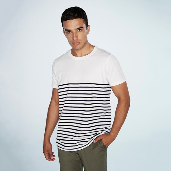 Front Row Vuxen Unisex Breton Randig T-shirt XL Vit/Marinblå White/Navy XL