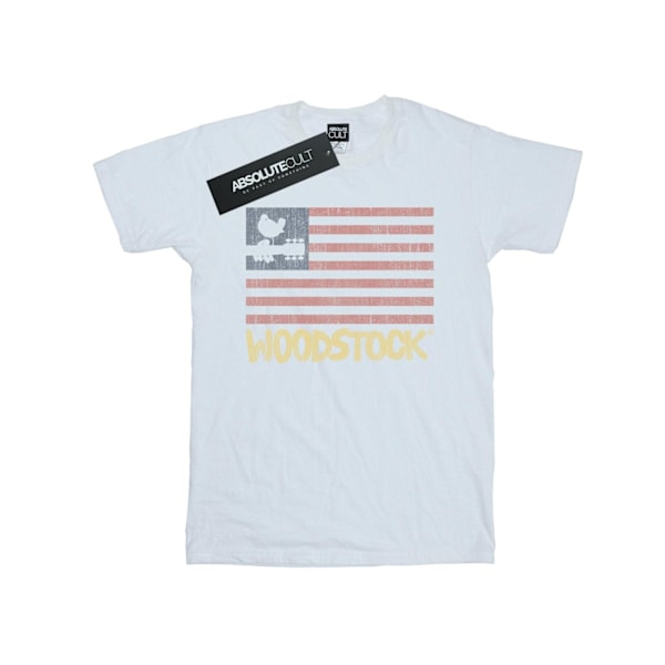 Woodstock Girls Distressed Flag Bomull T-shirt 9-11 år Vit White 9-11 Years