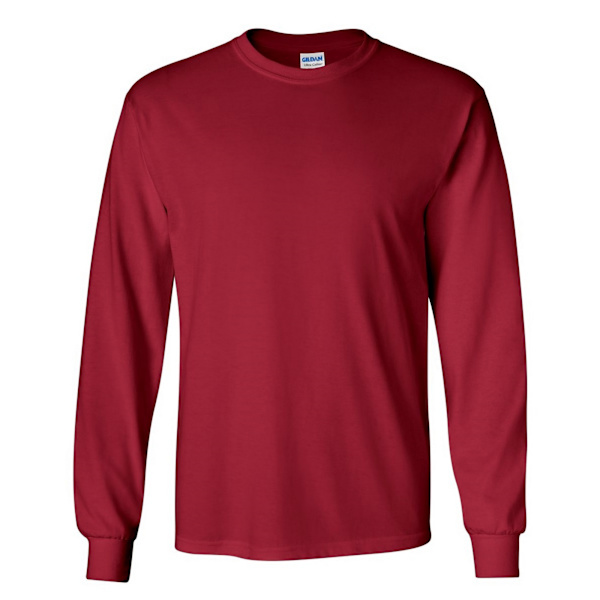 Gildan Herr Enfärgad Crew Neck Ultra Cotton Långärmad T-shirt M Cardinal M