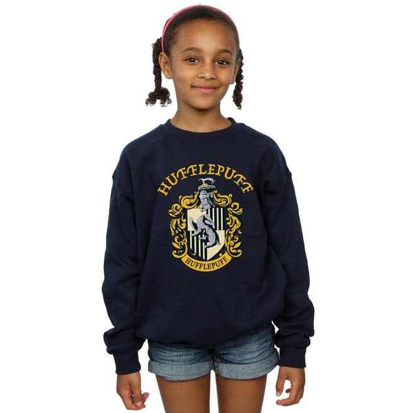 Harry Potter Flickor Hufflepuff Bomullströja 7-8 År Marinblå Navy Blue 7-8 Years