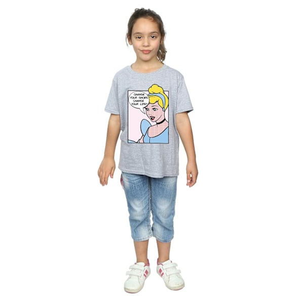 Disney Princess Girls Cinderella Pop Art Bomull T-shirt 9-11 År Sports Grey 9-11 Years