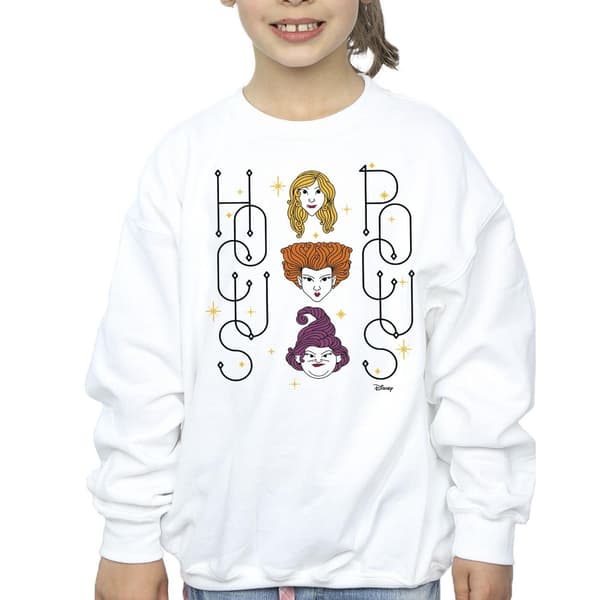 Disney Flickor Hocus Pocus Ansikten Tröja 3-4 År Vit White 3-4 Years