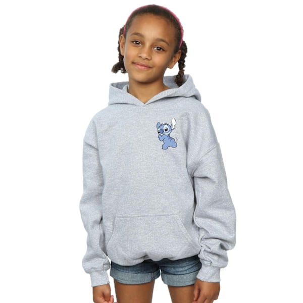 Disney Girls Lilo And Stitch Stitch Bakside Brösttryck Hoodi Sports Grey 12-13 Years