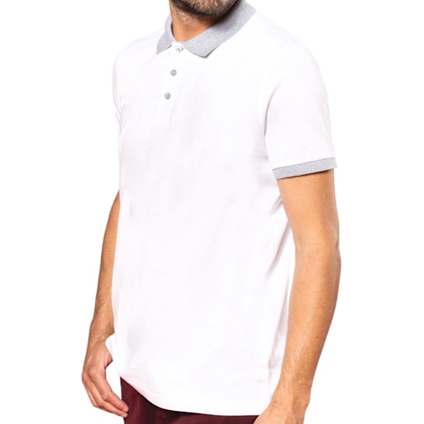 Kariban Herr Tvåfärgad Pique Poloskjorta L Vit/Oxford Grå White/Oxford Grey L