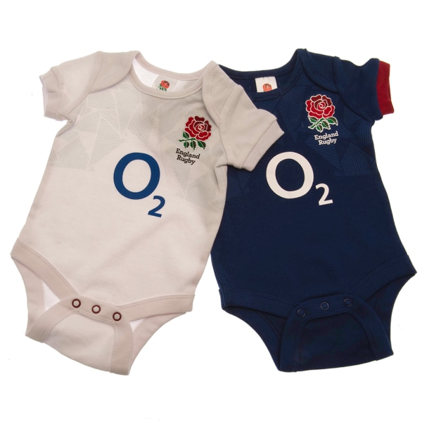 England RFU Baby 2023-2024 Bodysuit (paket med 2) 12-18 månader Wh White/Navy Blue 12-18 Months