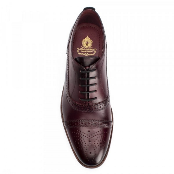 Base London Herr Cast Washed Snörning Läder Brogue Sko 7 UK D Dark Red 7 UK