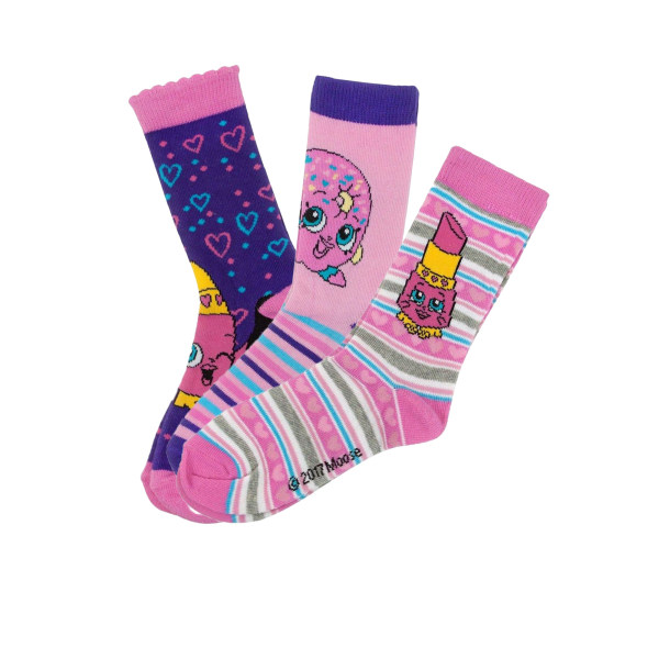 Shopkins Girls Assorted Designs Socks Set (Pack of 3) 6 UK Chil Pink/Purple 6 UK Child-8.5 UK Child