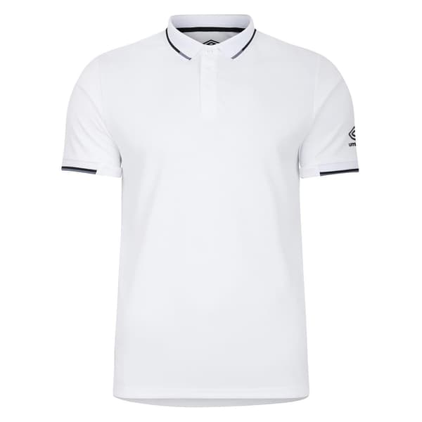 Umbro Pikétröja för män med ribbade muddar XL Vit White XL