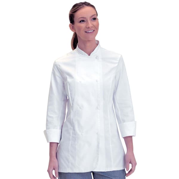 Dennys Dam/Dam Longärmad Fitted Kockjacka 2XL Vit White 2XL