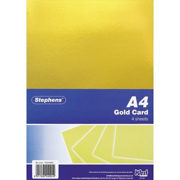Stephens Metallic A4-kort (4-pack) A4 Guld Gold A4