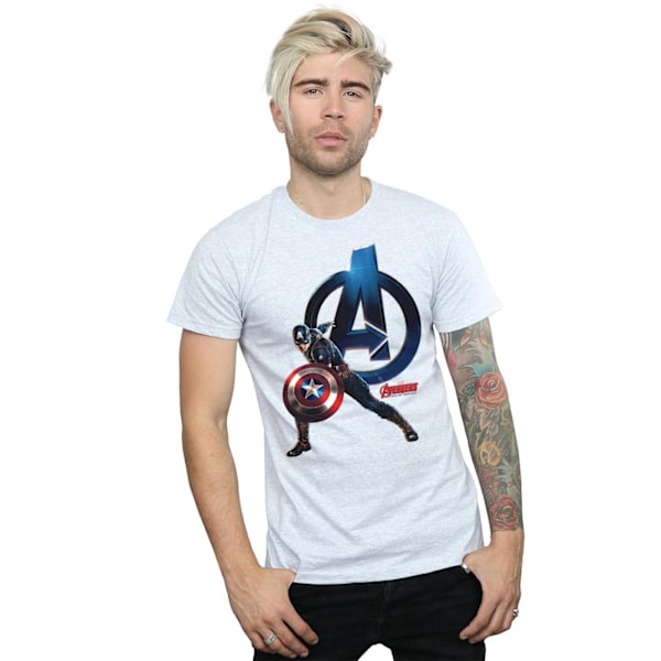 Marvel Herr Captain America Pose T-shirt S Sports Grey Sports Grey S