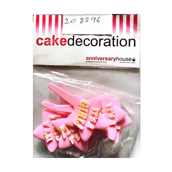 Anniversary House Its A Girl Star Cupcake Topper One Size Pink Pink One Size