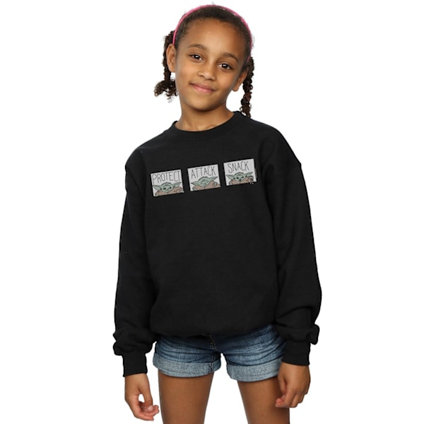 Star Wars Girls The Mandalorian The Child Tiles Sweatshirt 5-6 Black 5-6 Years