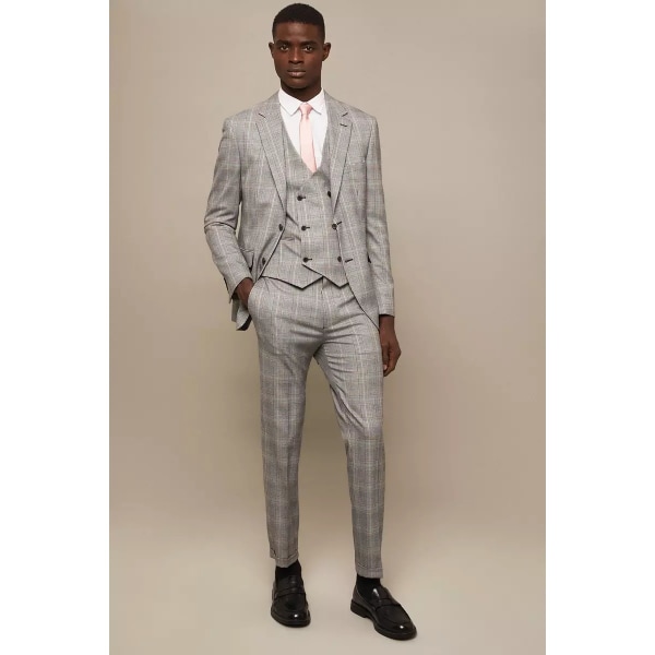 Burton Mens Highlight Rutig Slim Suit Byxa 34S Grå Grey 34S