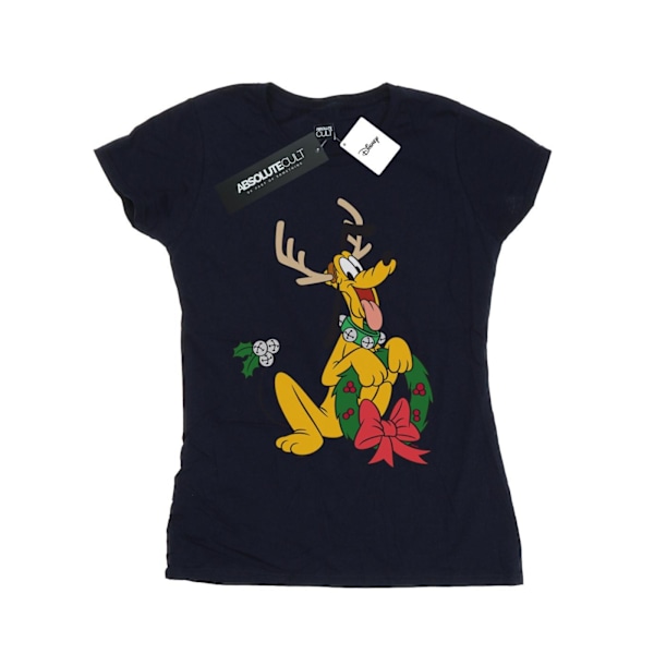 Disney Dam/Kvinnor Pluto Jul Ren T-shirt i Bomull S Navy Blue S