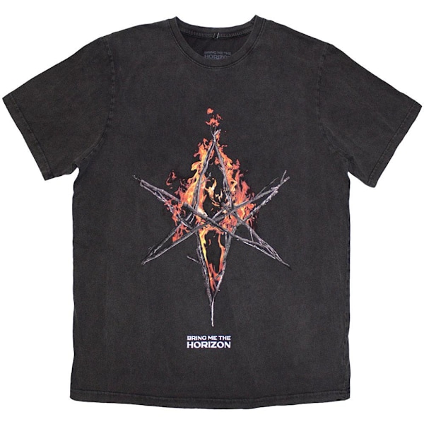 Bring Me The Horizon Unisex Vuxen Flame Hex & Text Logo Tvättad Grey M