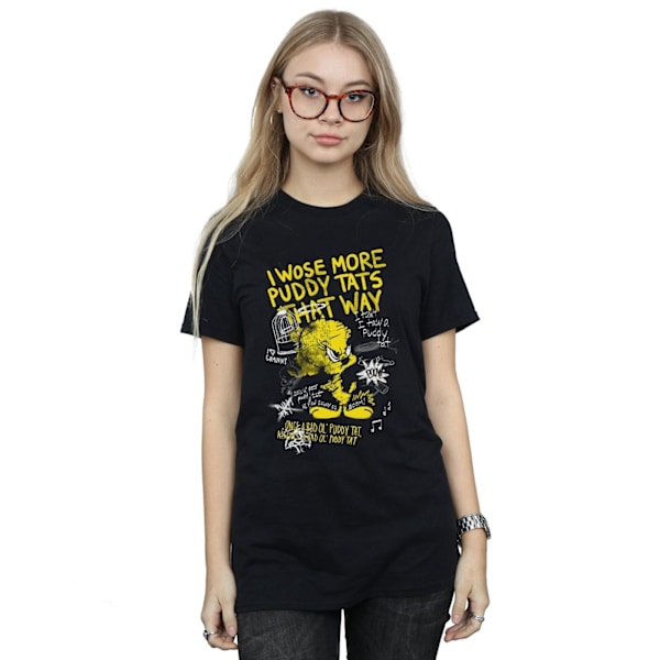 Looney Tunes Dam/Damer Tweety Pie More Puddy Tats Bomull Pojkvän T-shirt Black XL