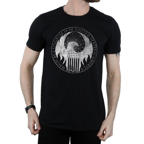 Fantastic Beasts Mens Distressed Magical Congress T-Shirt XL Bl Black XL