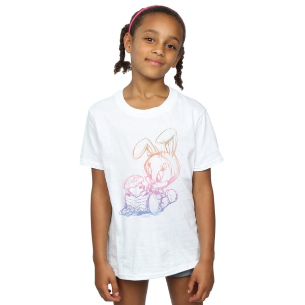 Looney Tunes Girls Tweety Pie Easter Egg Sketch T-shirt i bomull White 12-13 Years