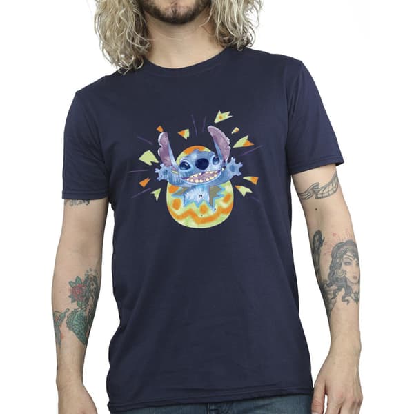 Disney Herr Lilo & Stitch Cracking Egg T-Shirt S Marinblå Navy Blue S