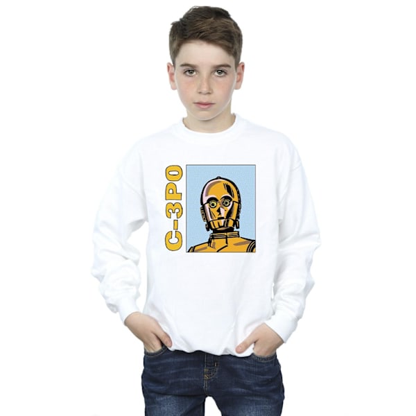 Star Wars Pojkar C3PO Linje Konst Sweatshirt 5-6 År Vit White 5-6 Years