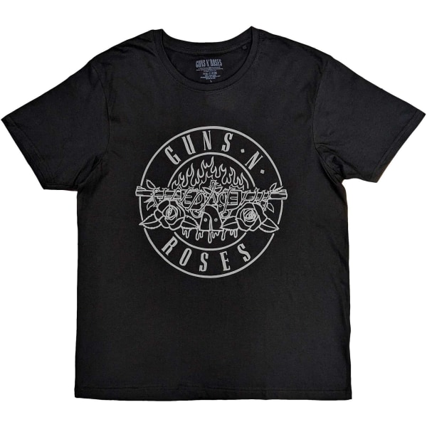 Guns N Roses Unisex Klassisk Bomull T-shirt med Bullet M Svart Black/White M