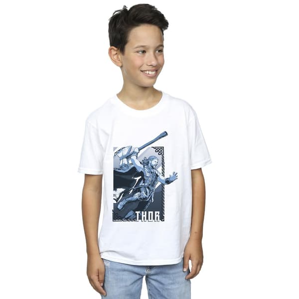 Marvel Pojkar Thor Love And Thunder Attack T-Shirt 9-11 År Vit White 9-11 Years