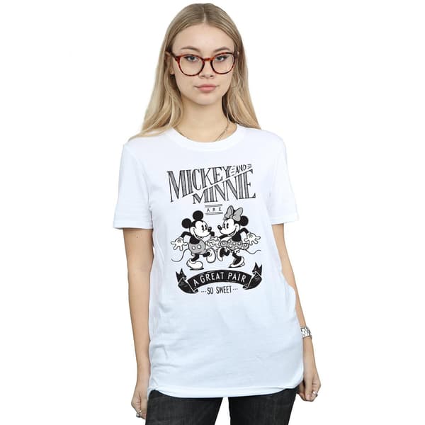 Disney Dam/Damer Mickey Och Minnie Mouse Great Pair Bomull White L
