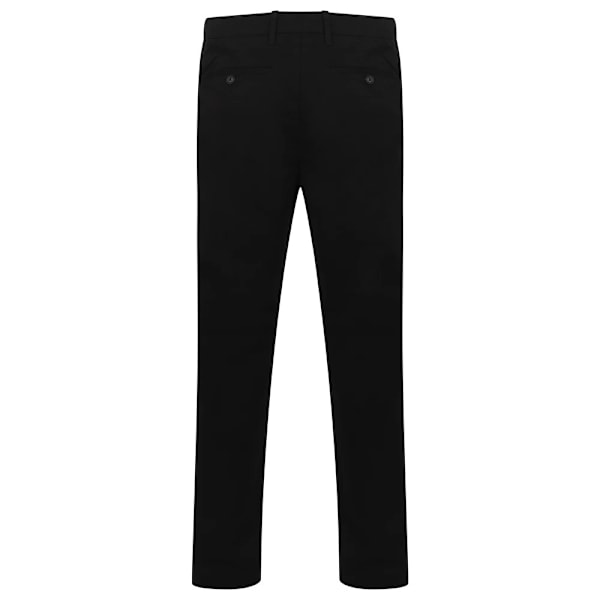 Henbury herr stretch flex midjebands chinos 32R svart Black 32R