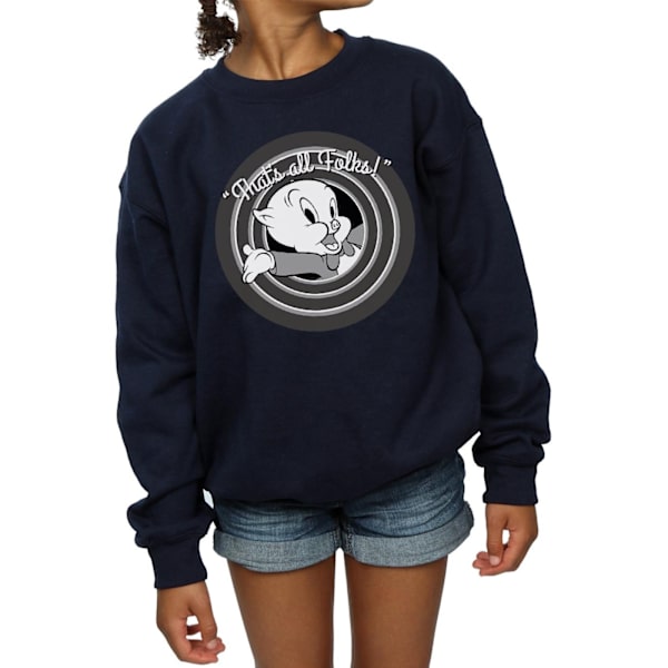 Looney Tunes Girls Porky Pig That´s All Folks Sweatshirt 5-6 År Marinblå Navy Blue 5-6 Years