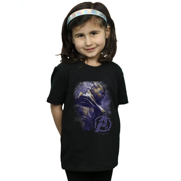 Marvel Girls Avengers Endgame Thanos T-shirt i borstad bomull 12- Black 12-13 Years