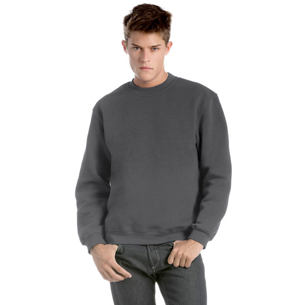 B&C Unisex Set In Modern Cut Crew Neck Sweatshirt 2XL Steel Grå Steel Grey 2XL
