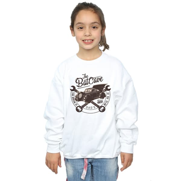 Batman Flickor The Batcave Bil Sweatshirt 12-13 År Vit White 12-13 Years