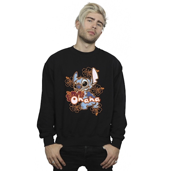 Disney Herr Lilo And Stitch Ohana Orange Hibiscus Sweatshirt XL Black XL