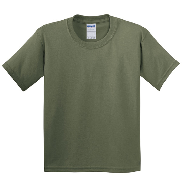 Gildan Barn Unisex Tung Bomull T-shirt (2-pack) M Militärgrön Military Green M