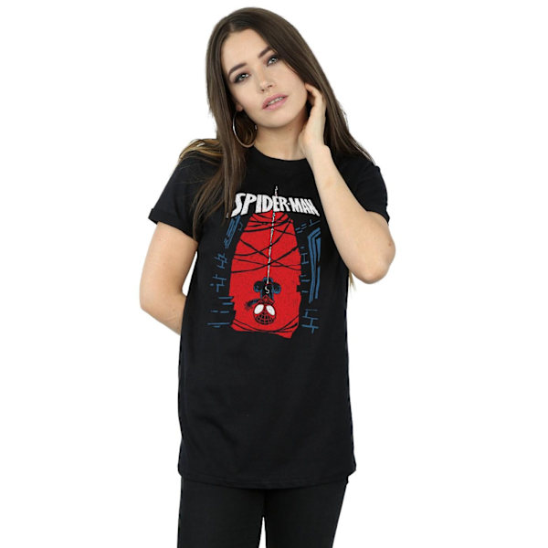 Marvel Womens/Ladies Spider-Man Hanging Sketch Cotton Boyfriend Black XXL